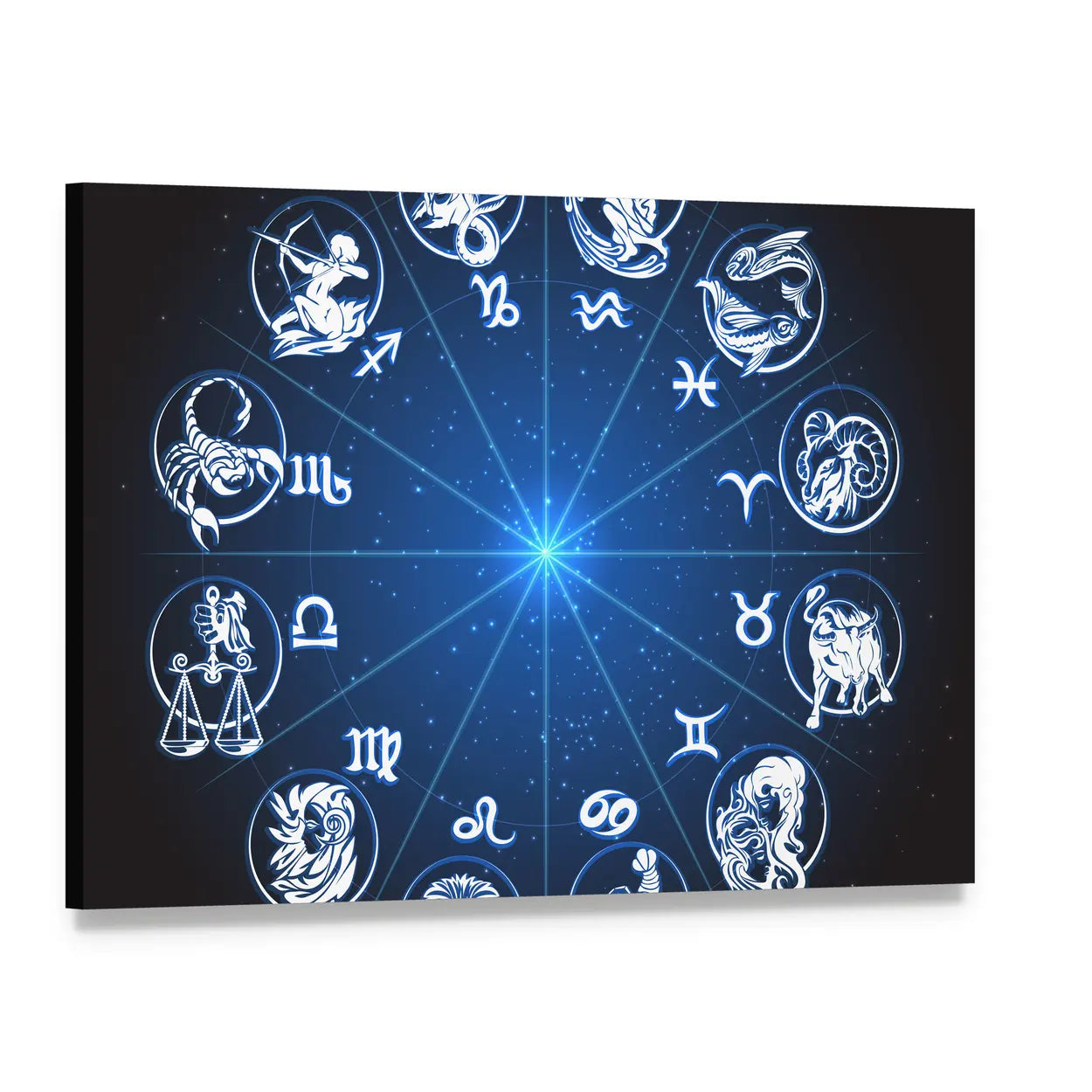 Zodiac Constellations in Starfield Canvas Wall Art, single panel gallery wrapped canvas, angled product view