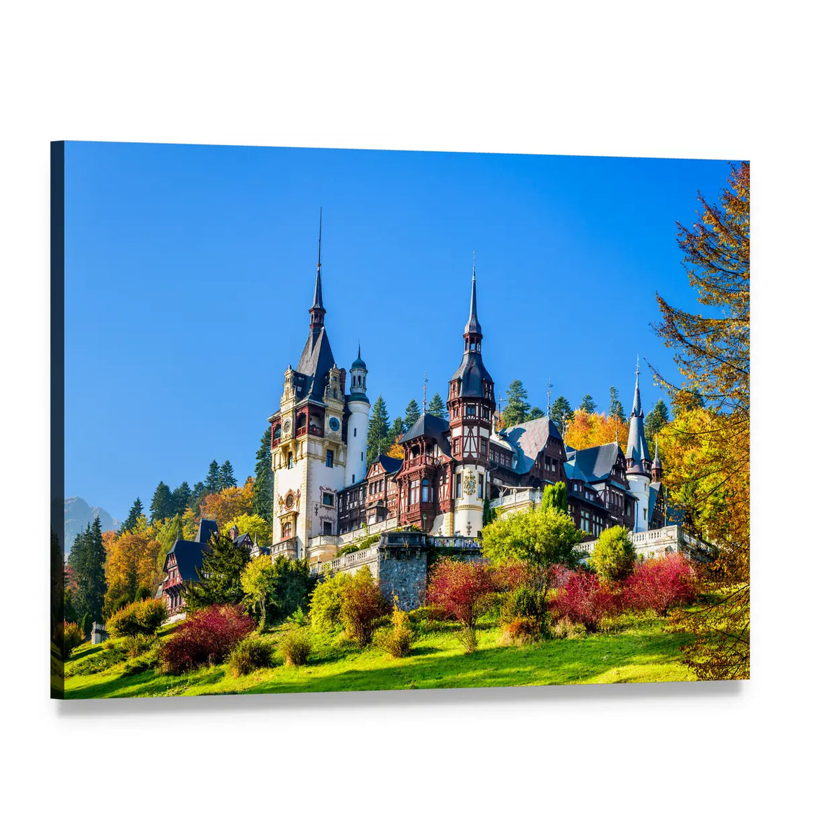 Royal Castle in Romania Canvas Wall Art, single panel gallery wrapped canvas, angled product view