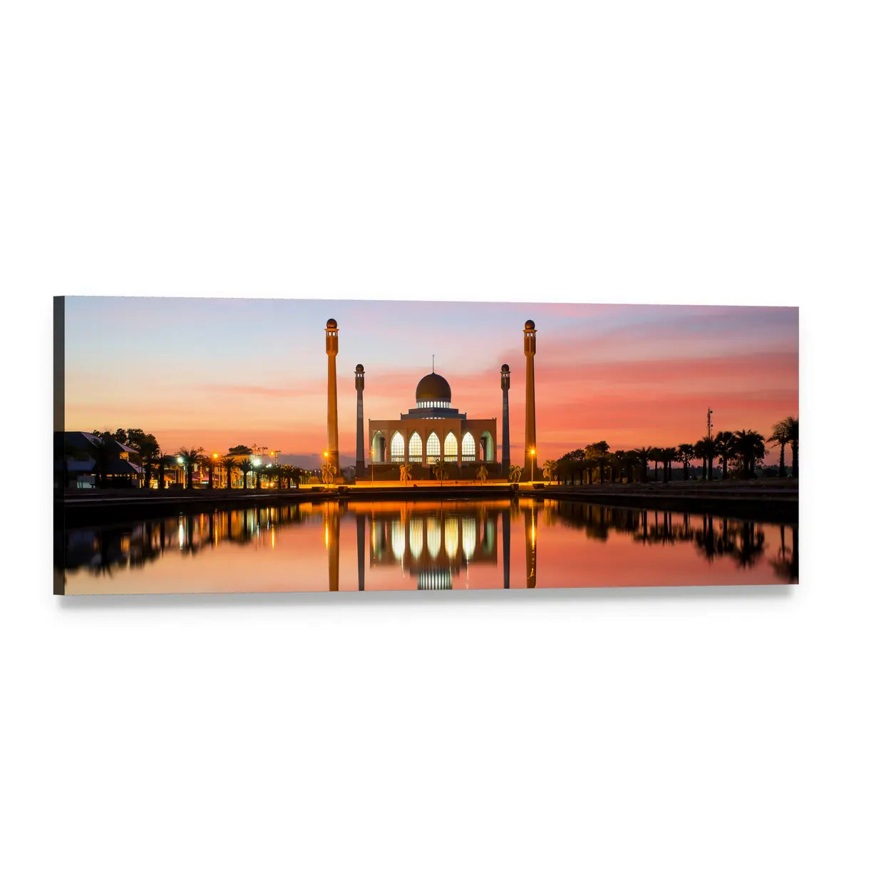 Central Mosque of Songkhla Panoramic Canvas Wall Art, single panel gallery wrapped canvas, angled product view