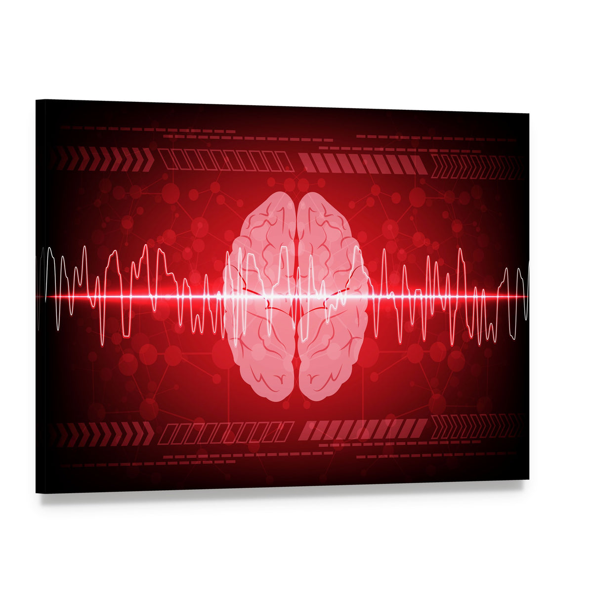 Brain Wave Illustration Canvas Wall Art, single panel gallery wrapped canvas, angled product view