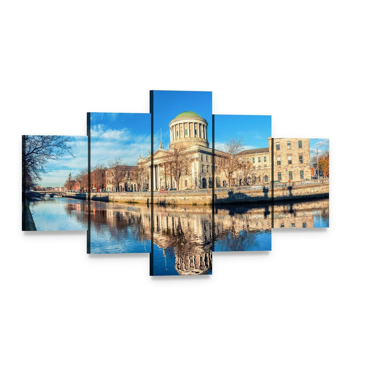 Four Courts in Dublin Canvas Wall Art, 5 panel 5 Star layout gallery wrapped canvas set, angled product view