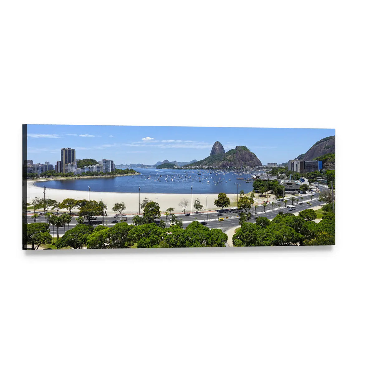 Rio De Janeiro Cityscape Panoramic Canvas Wall Art, single panel gallery wrapped canvas, angled product view