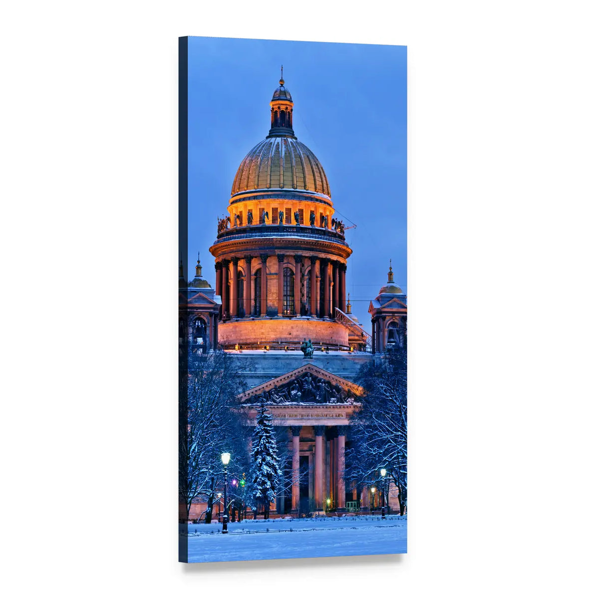 Saint Isaac's Cathedral Golden Dome at Dusk Vertical Canvas Wall Art, 1 panel 1 Vertical layout gallery wrapped canvas set, angled product view