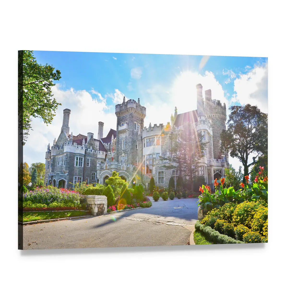 Casa Loma Toronto Castle in Sunlight Canvas Wall Art, single panel gallery wrapped canvas, angled product view