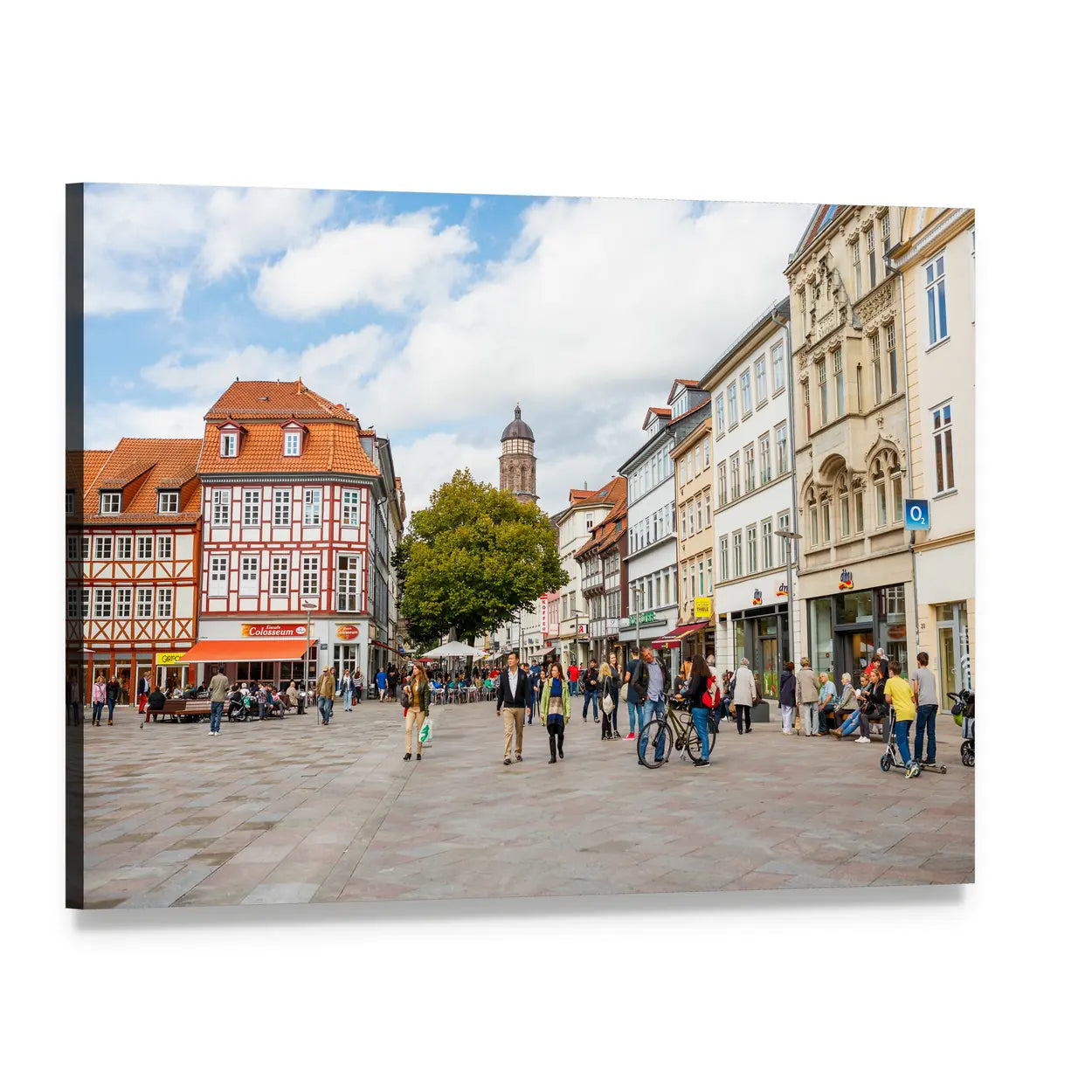 Goettingen Old Town Square Canvas Wall Art, single panel gallery wrapped canvas, angled product view