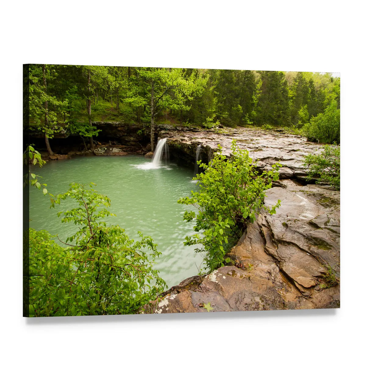 Falling Water Creek Canvas Wall Art, single panel gallery wrapped canvas, angled product view