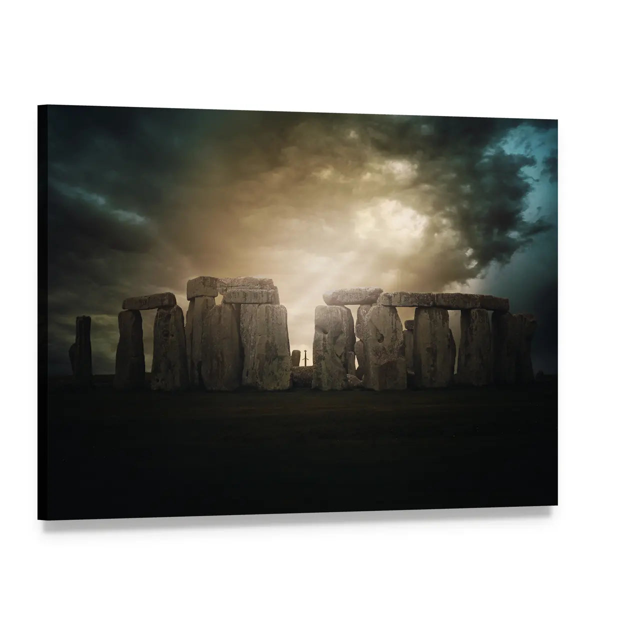 Storm Clouds Over Stonehenge Canvas Wall Art, single panel gallery wrapped canvas, angled product view