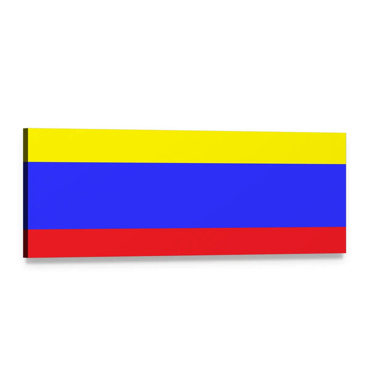 Colombia Flag Tricolor Panoramic Canvas Wall Art, single panel gallery wrapped canvas, angled product view