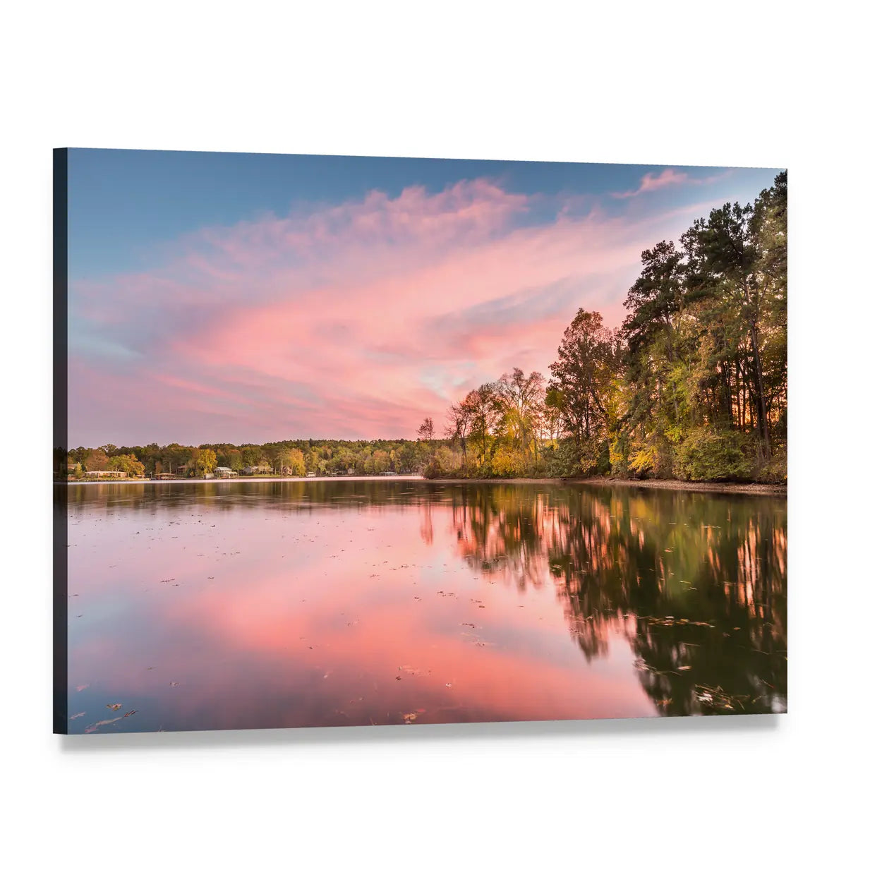 Autumn Sunset at Hamilton Lake Canvas Wall Art, single panel gallery wrapped canvas, angled product view