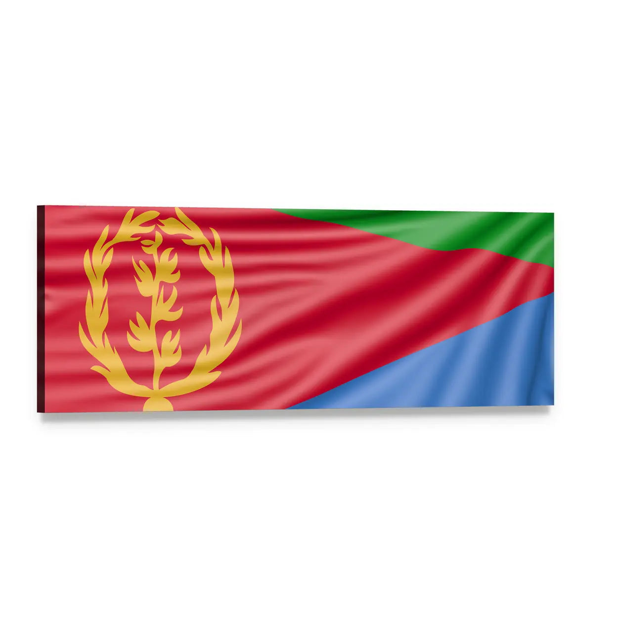 Eritrean Flag with Golden Wreath Panoramic Canvas Wall Art, single panel gallery wrapped canvas, angled product view