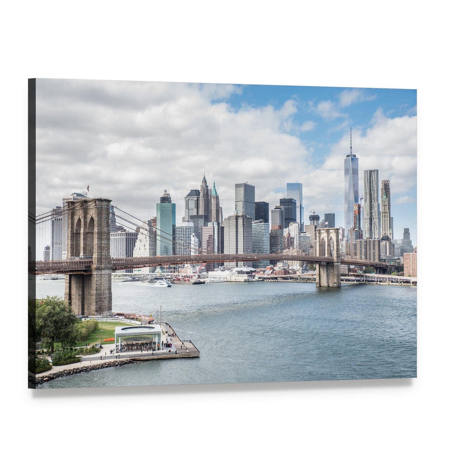 Brooklyn Bridge Ny Canvas Wall Art, single panel gallery wrapped canvas, angled product view
