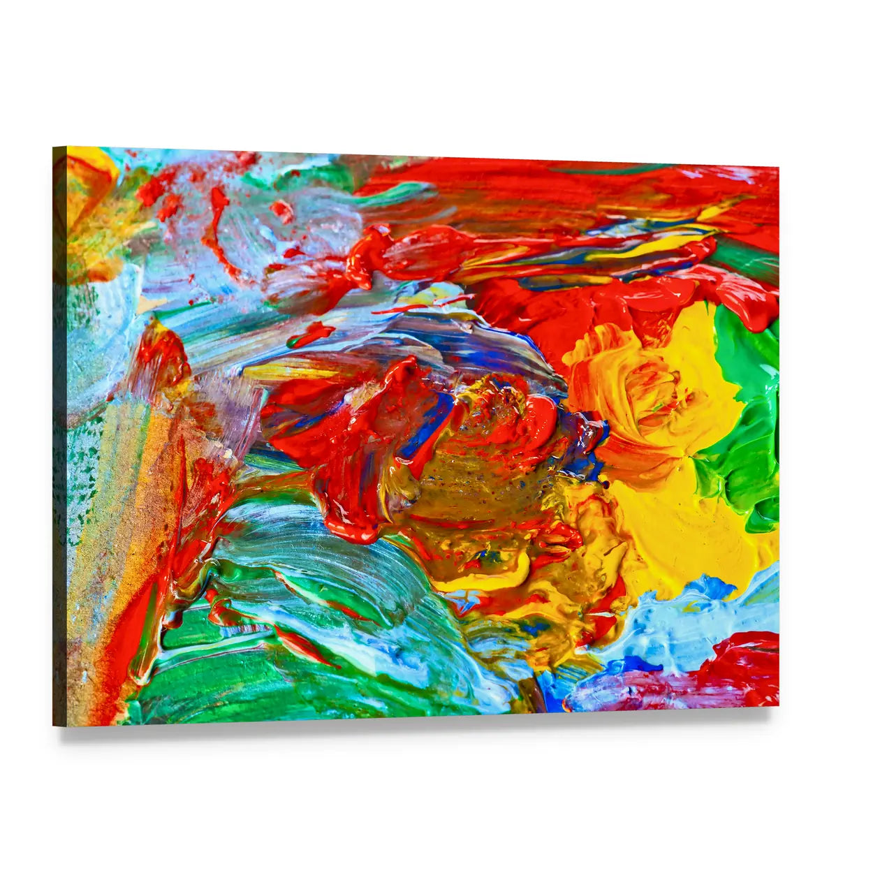 Oil Brushstrokes Abstract Painting Canvas Wall Art, single panel gallery wrapped canvas, angled product view