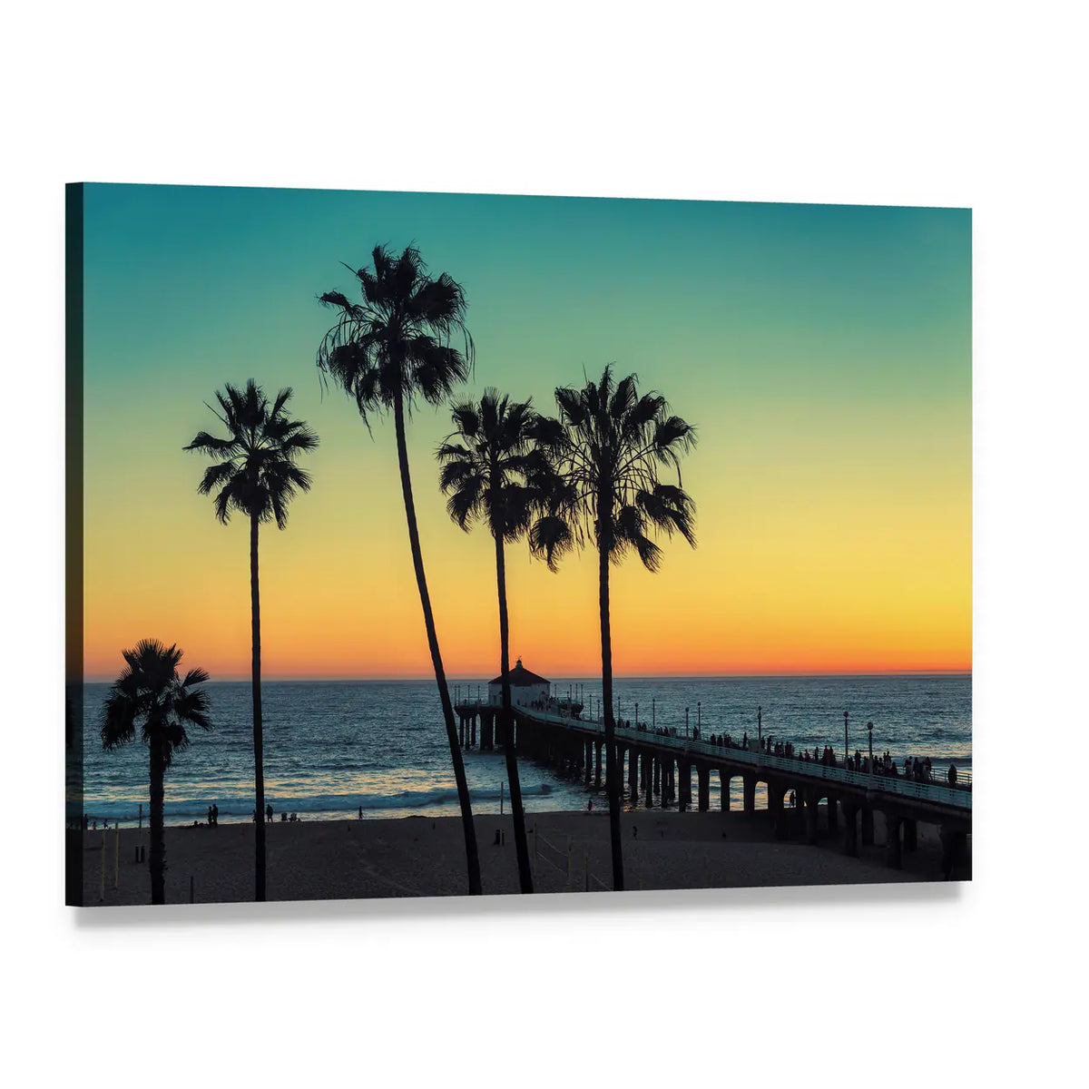 Palm Trees at California Beach Canvas Wall Art, single panel gallery wrapped canvas, angled product view