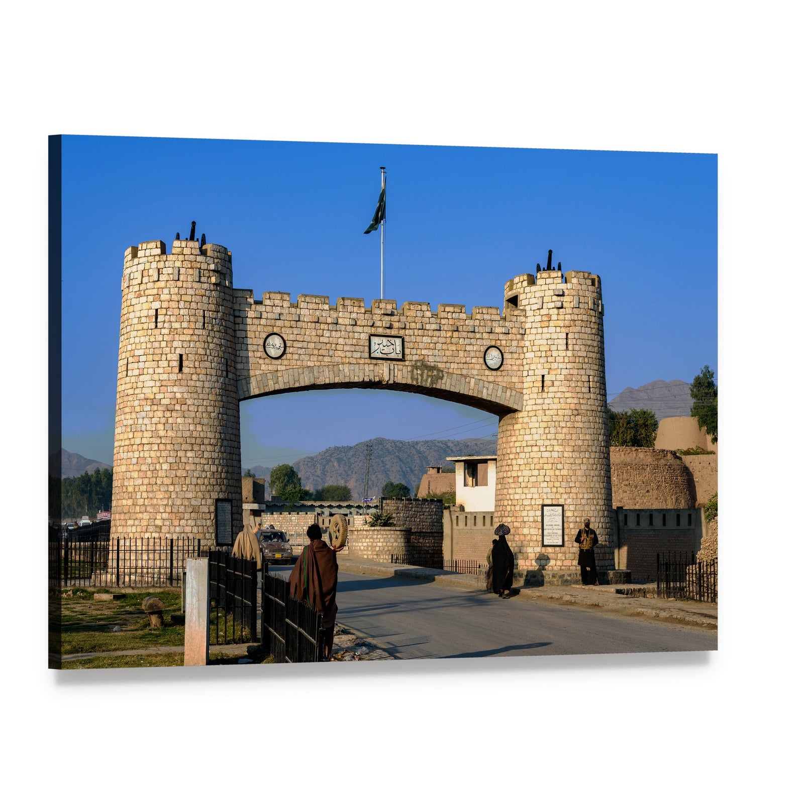 Bab-e-khyber Archway in Peshawar Canvas Wall Art, single panel gallery wrapped canvas, angled product view