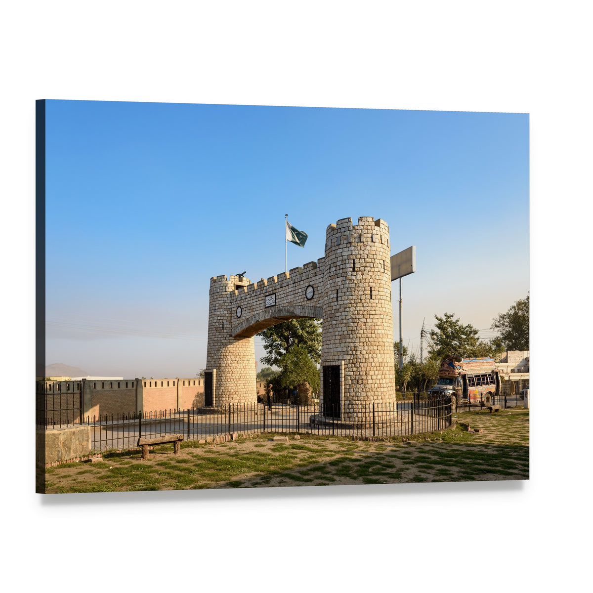 Bab-e-khyber Archway in Sunny Pakistan Canvas Wall Art, single panel gallery wrapped canvas, angled product view