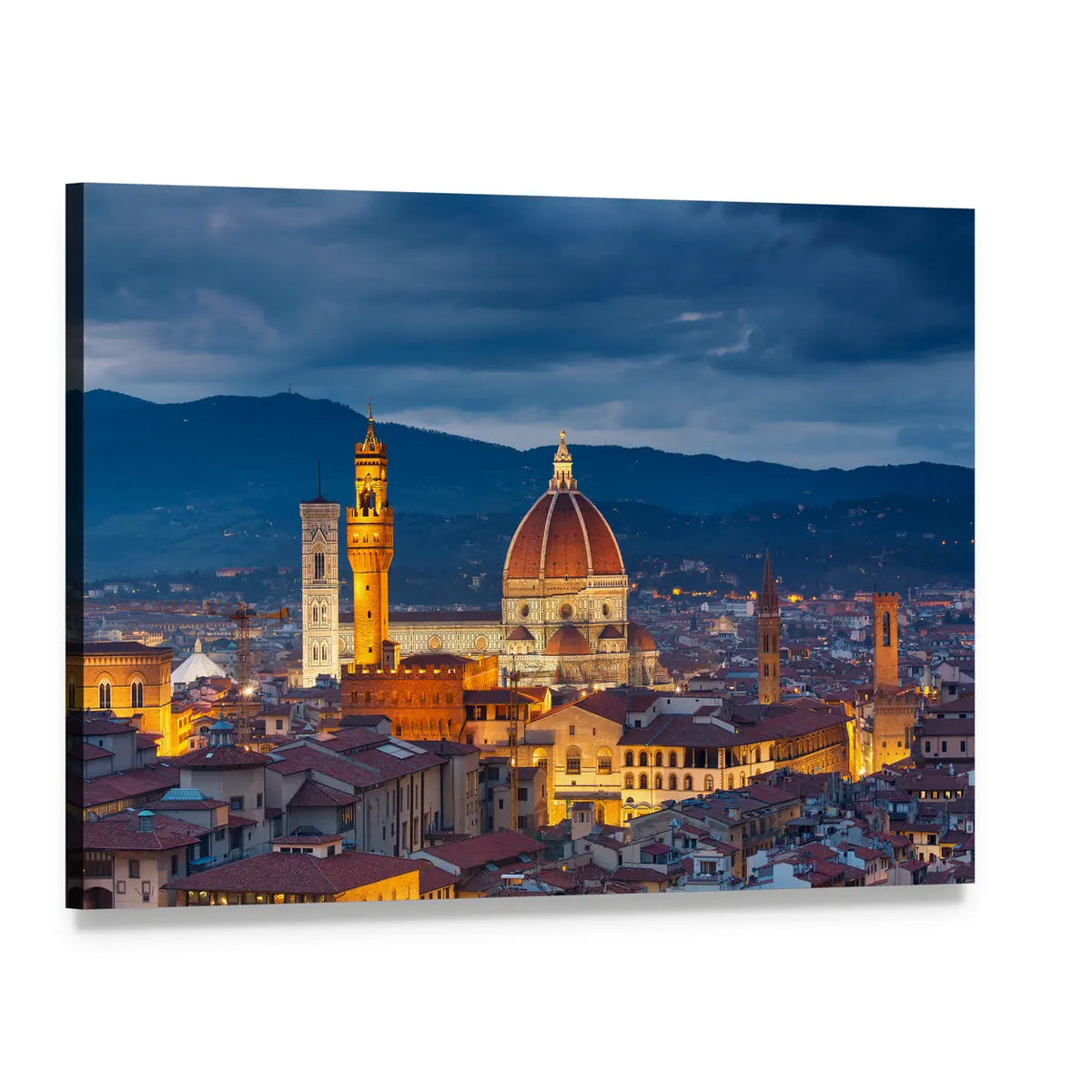 Duomo of Florence at Twilight Canvas Wall Art, single panel gallery wrapped canvas, angled product view
