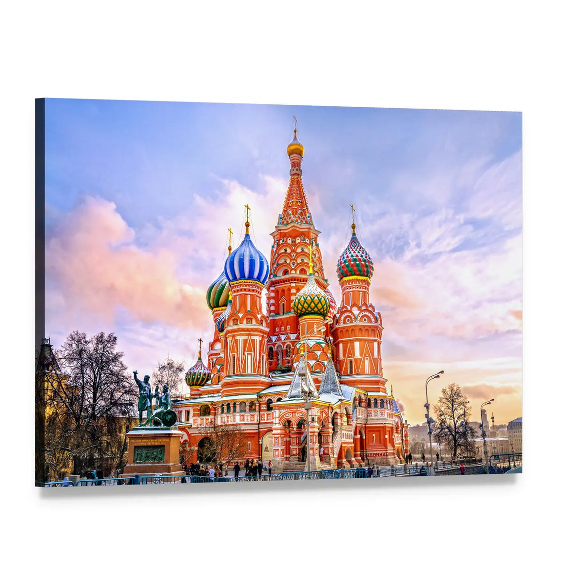 Saint Basil's Cathedral at Sunset, Red Square Canvas Wall Art, single panel gallery wrapped canvas, angled product view