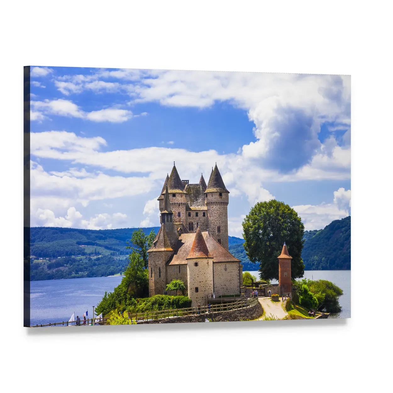 Chateau De Val at the Lake Canvas Wall Art, single panel gallery wrapped canvas, angled product view