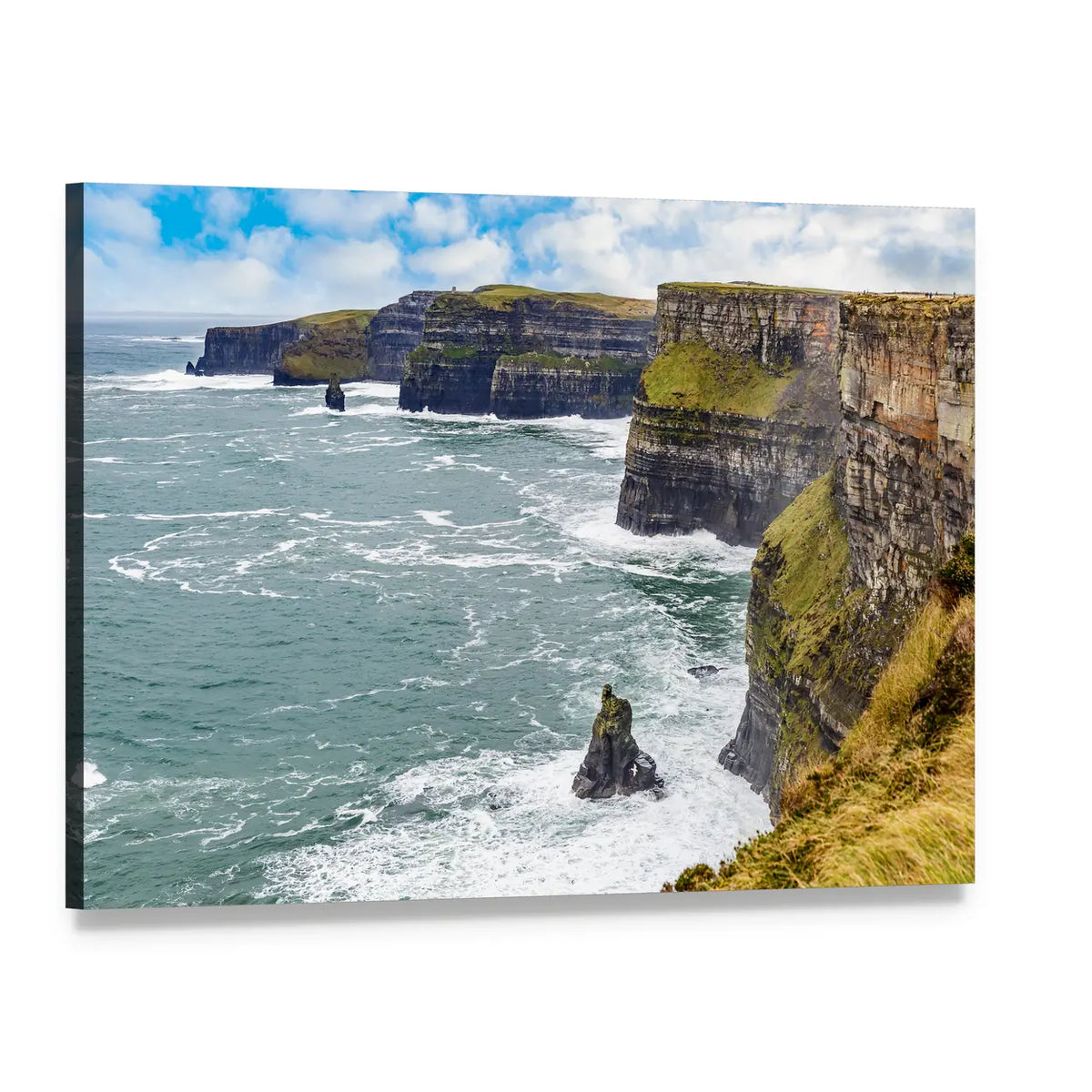 Cliffs of Moher Seaside Scene Canvas Wall Art, single panel gallery wrapped canvas, angled product view