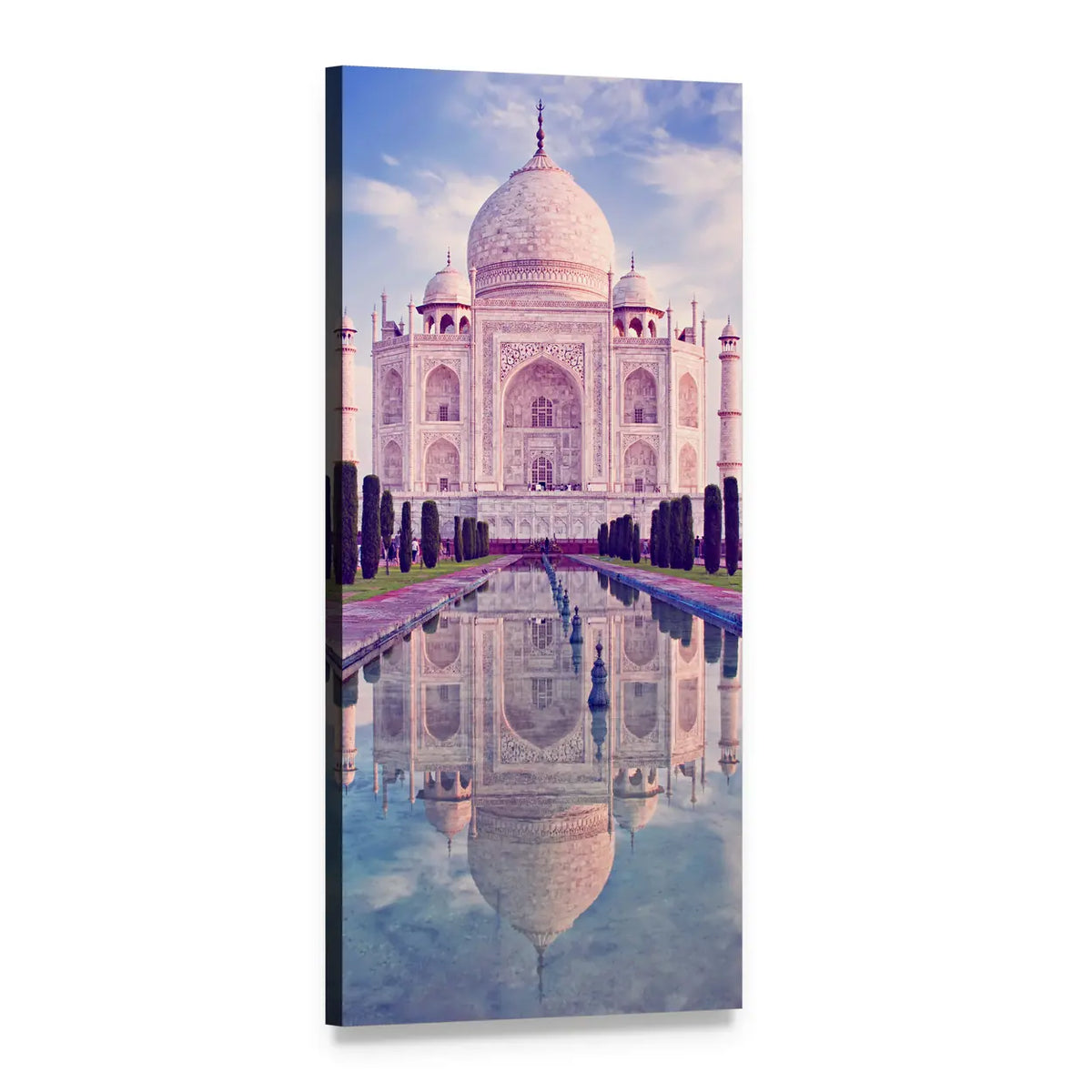 Taj Mahal in Agra Vertical Canvas Wall Art, 1 panel 1 Vertical layout gallery wrapped canvas set, angled product view