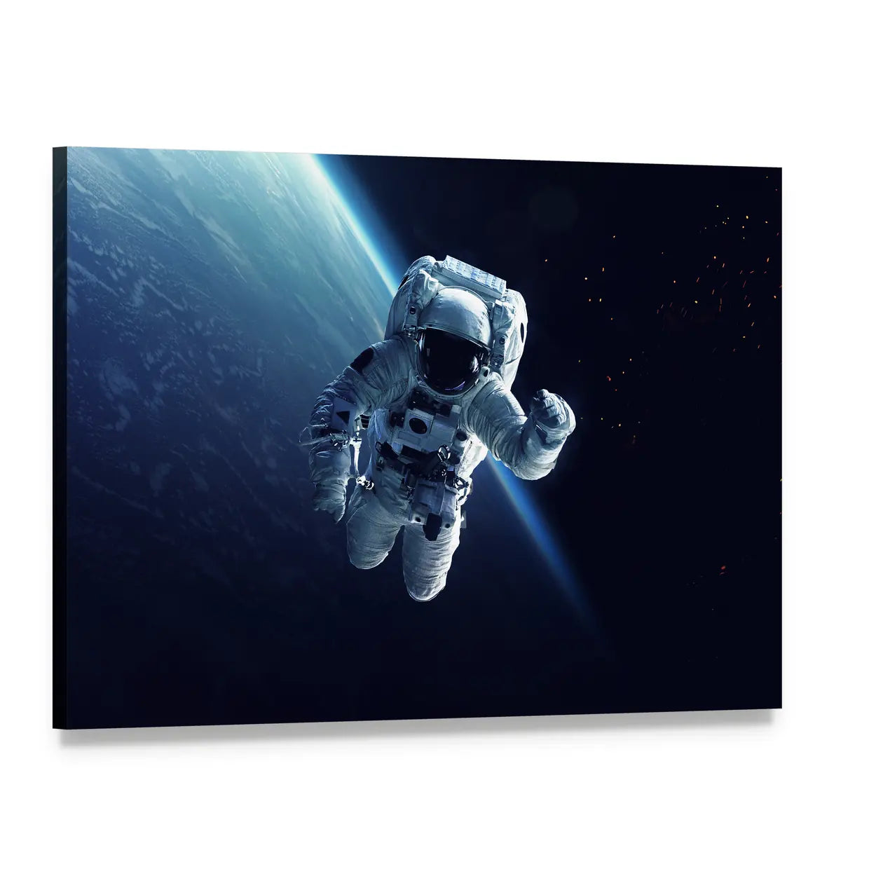 Astronaut in Space Canvas Wall Art, single panel gallery wrapped canvas, angled product view