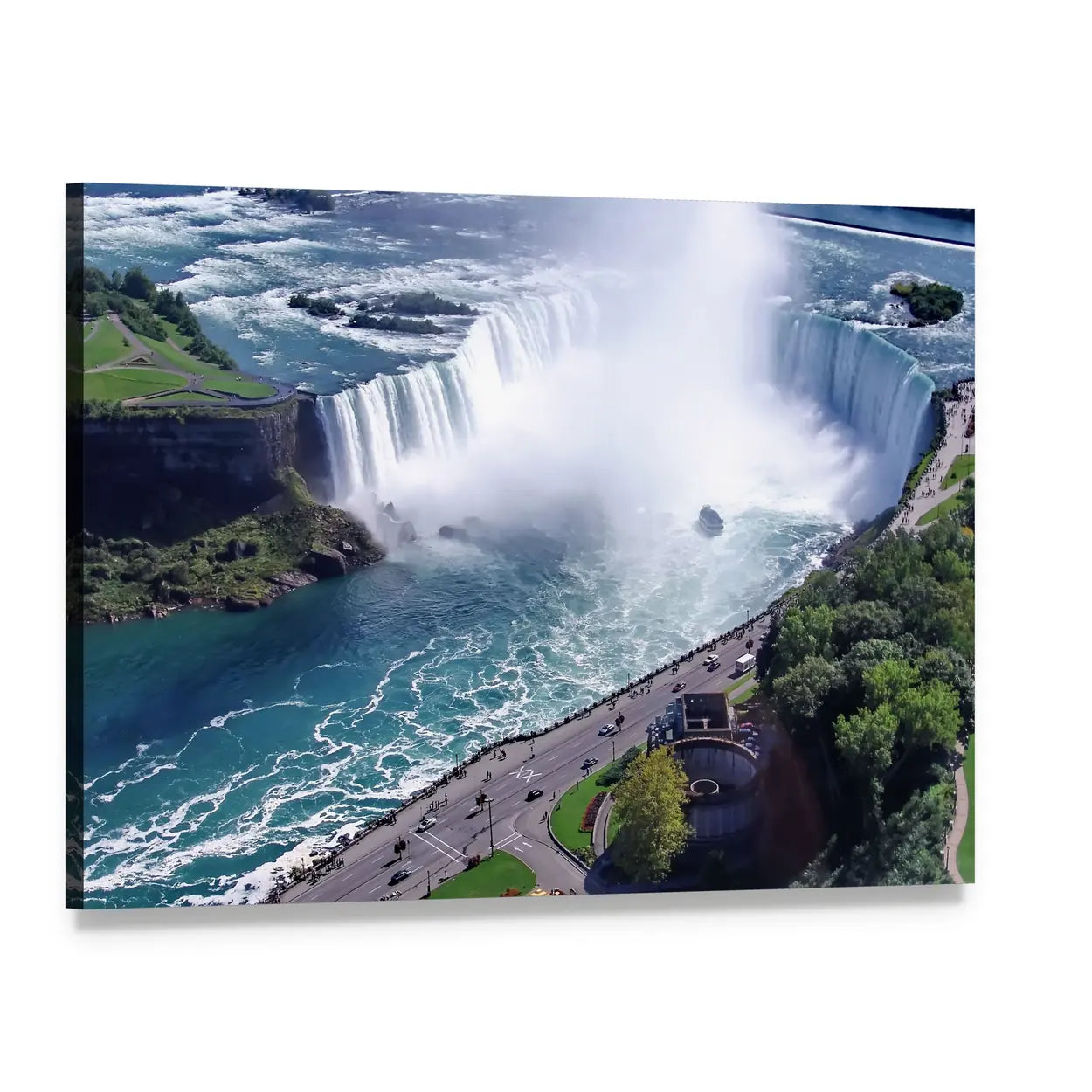 Niagara Falls Aerial View with Horseshoe Falls Canvas Wall Art, single panel gallery wrapped canvas, angled product view