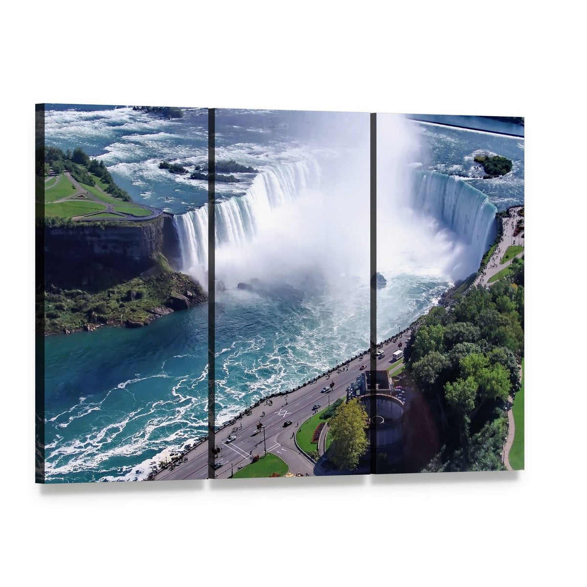Niagara Falls in Ontario Canvas Wall Art, 3 panel 3 Horizontal layout gallery wrapped canvas set, angled product view