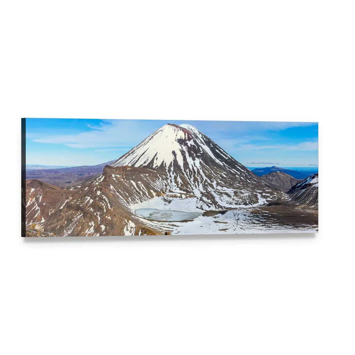 South Crater in Winter Panoramic Canvas Wall Art, single panel gallery wrapped canvas, angled product view