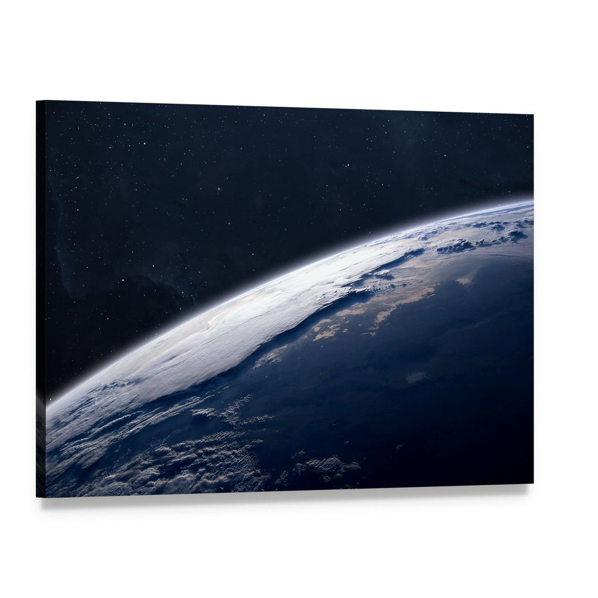 View of Earth from Space Canvas Wall Art, single panel gallery wrapped canvas, angled product view