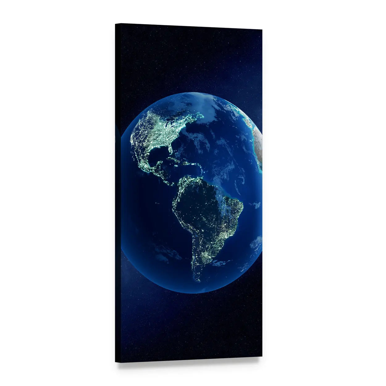 Earth Night View Over the Americas Vertical Canvas Wall Art, 1 panel 1 Vertical layout gallery wrapped canvas set, angled product view