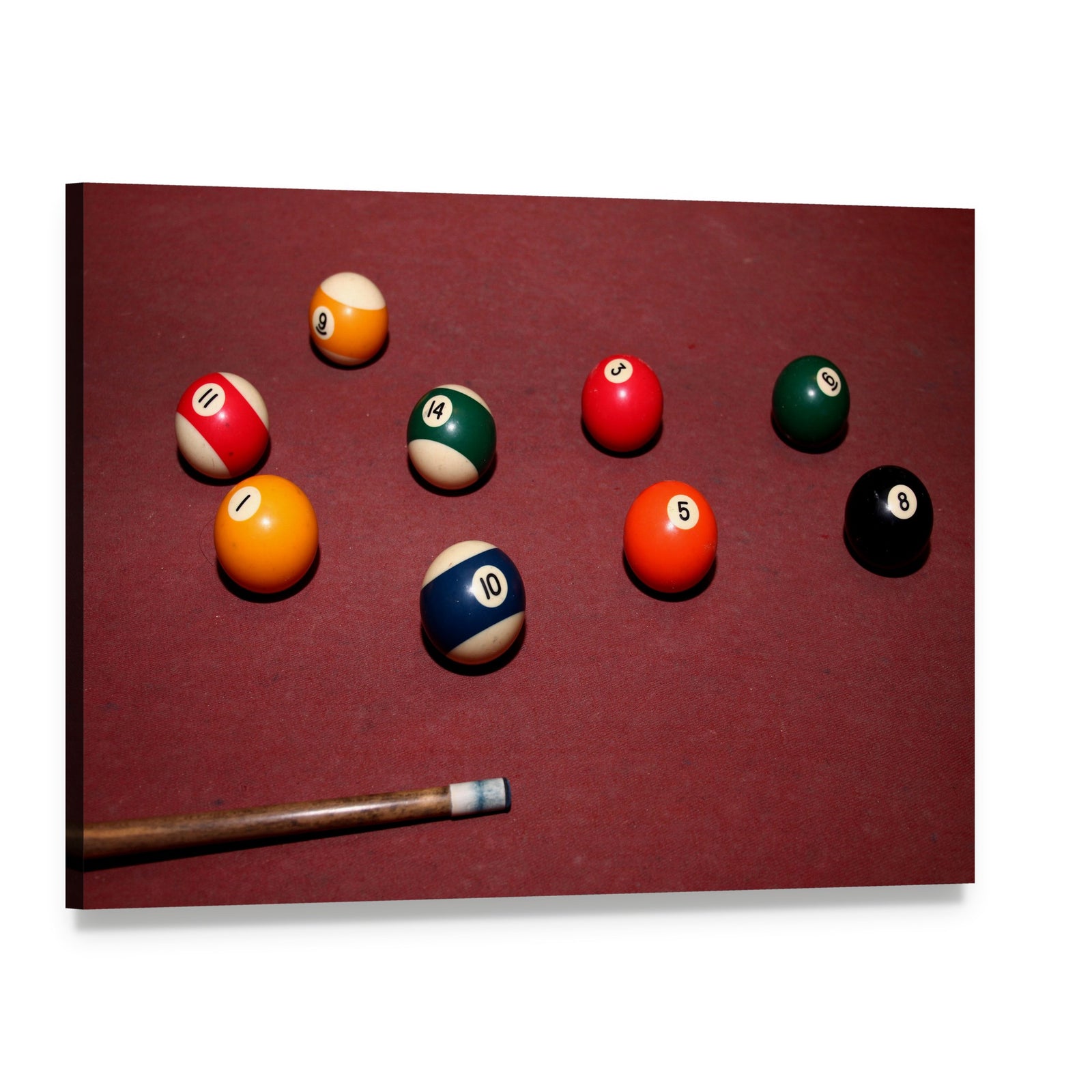 Snooker Pool Canvas Wall Art, single panel gallery wrapped canvas, angled product view