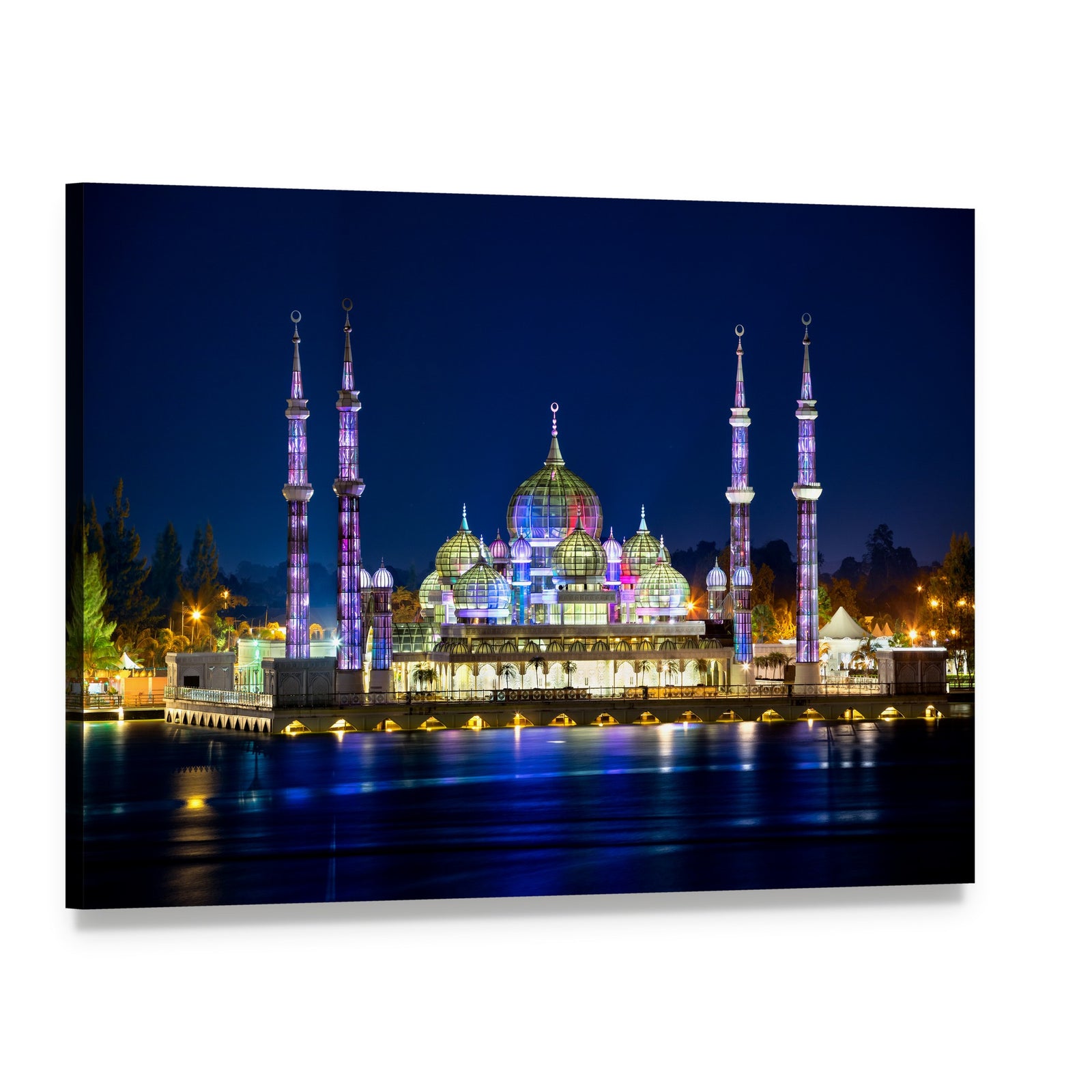 Crystal Mosque Terengganu Canvas Wall Art, single panel gallery wrapped canvas, angled product view