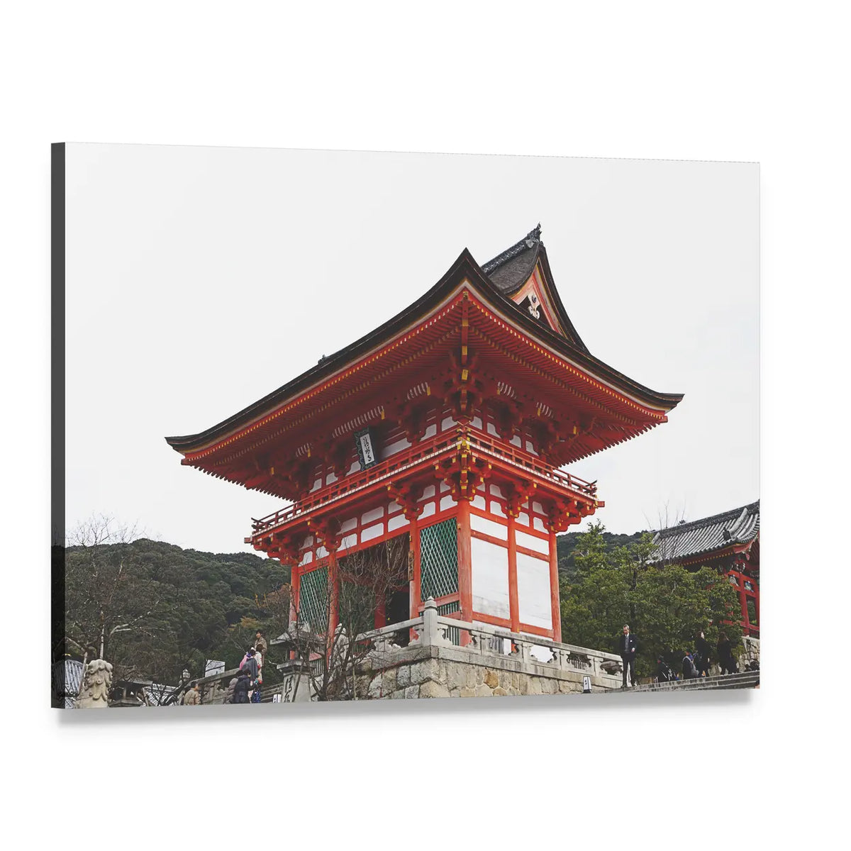 Kiyomizu Temple Street Scene Canvas Wall Art, single panel gallery wrapped canvas, angled product view