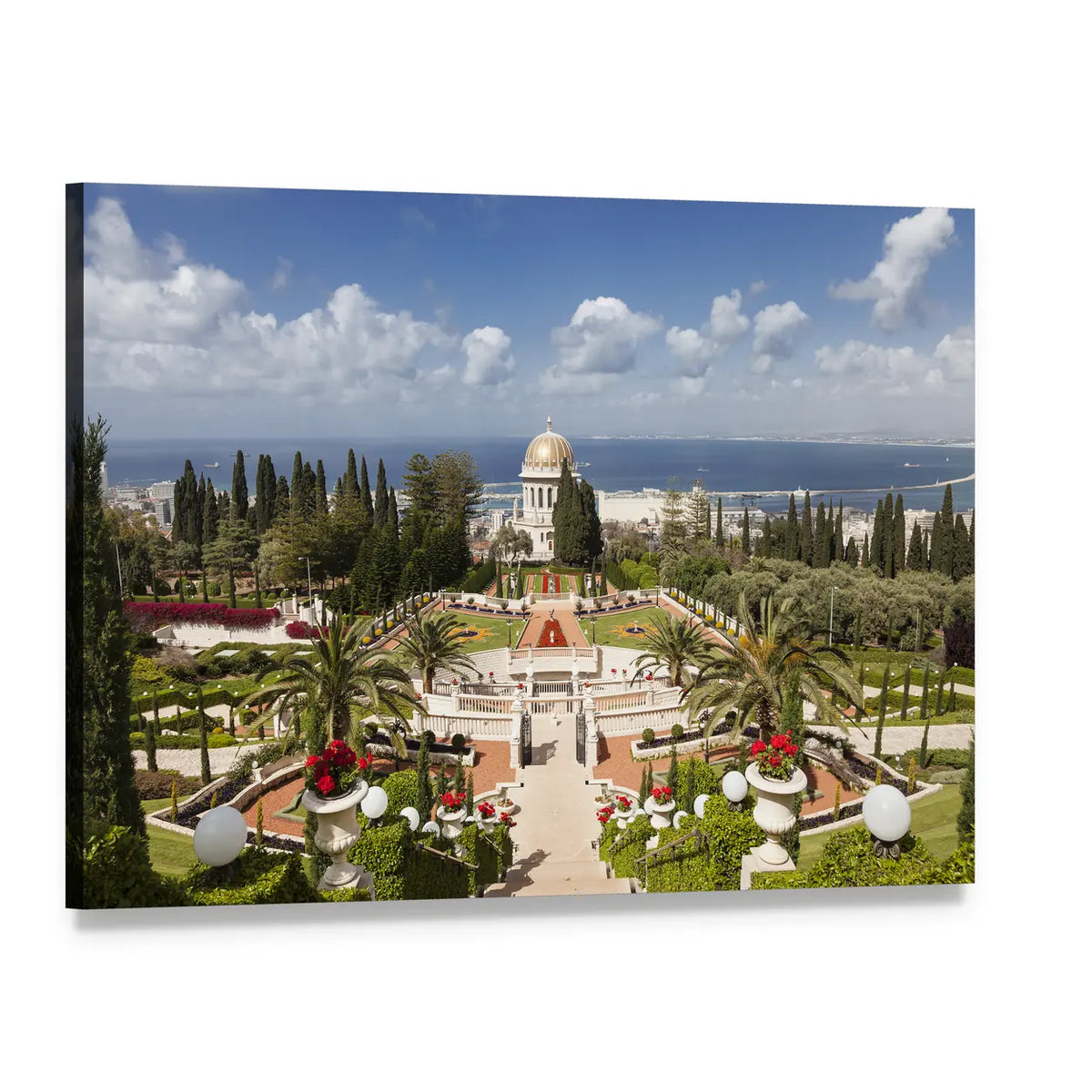 Bahai Garden, Israel Canvas Wall Art, single panel gallery wrapped canvas, angled product view