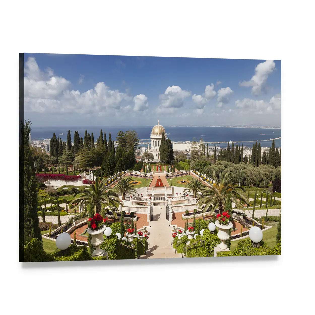 Bahai Garden, Israel Canvas Wall Art, single panel gallery wrapped canvas, angled product view