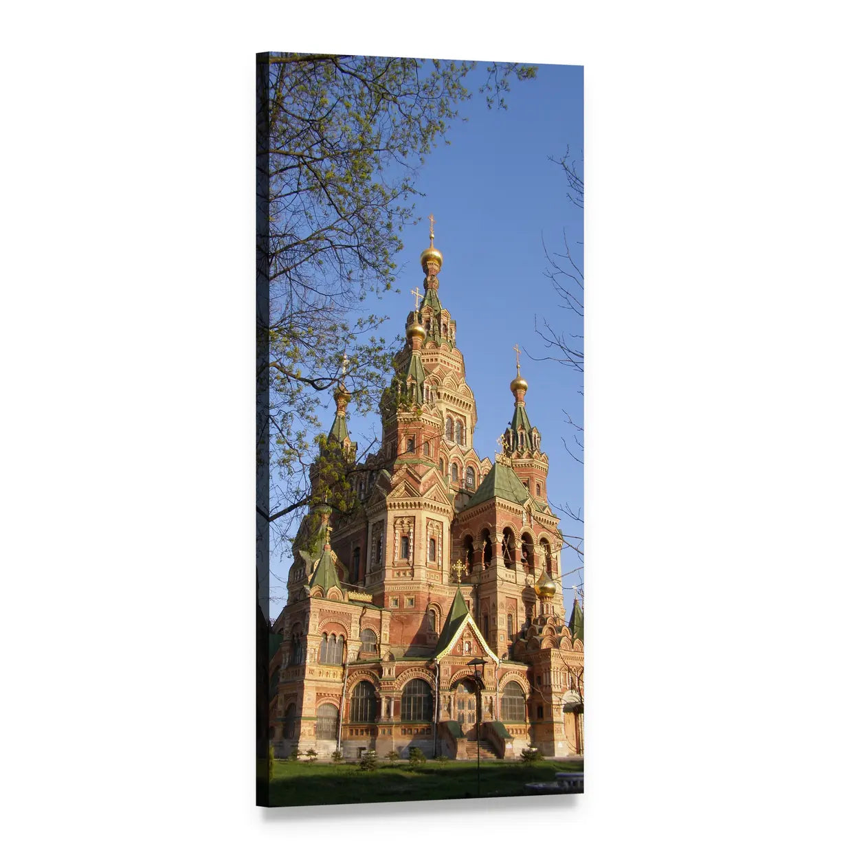 Russian Orthodox Cathedral with Onion Domes Vertical Canvas Wall Art, 1 panel 1 Vertical layout gallery wrapped canvas set, angled product view