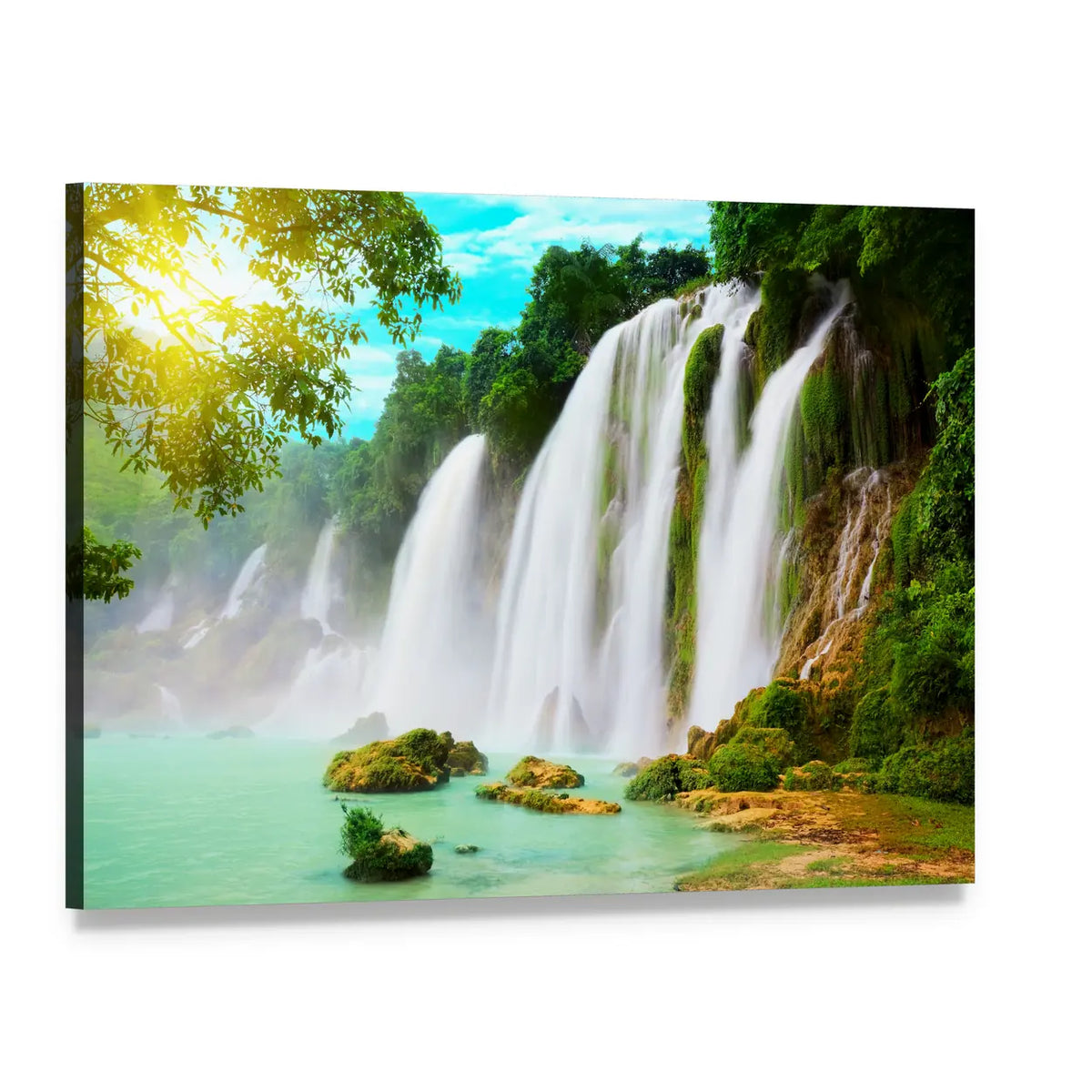 Ban Gioc Waterfall Canvas Wall Art, single panel gallery wrapped canvas, angled product view
