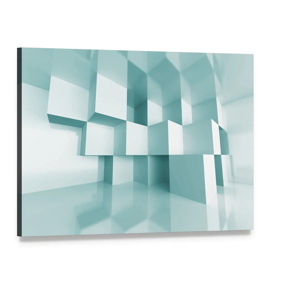 Reflective Stacked Cubes Canvas Wall Art, single panel gallery wrapped canvas, angled product view