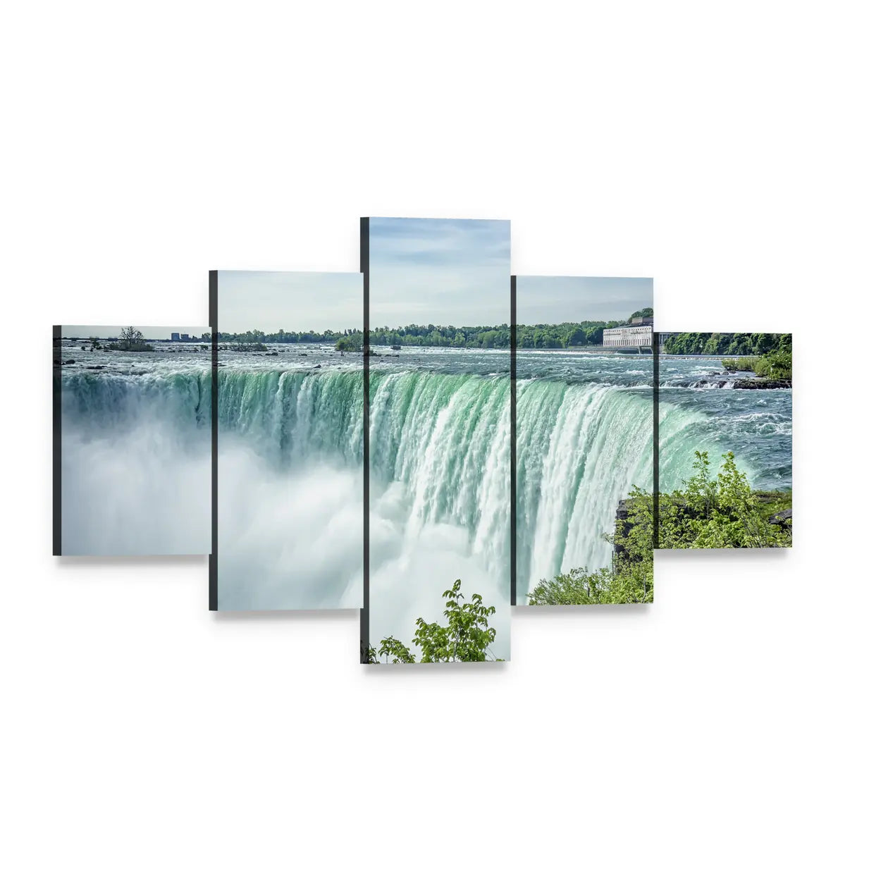 Niagara Falls From The Canadian Side Canvas Wall Art, 5 panel 5 Star layout gallery wrapped canvas set, angled product view