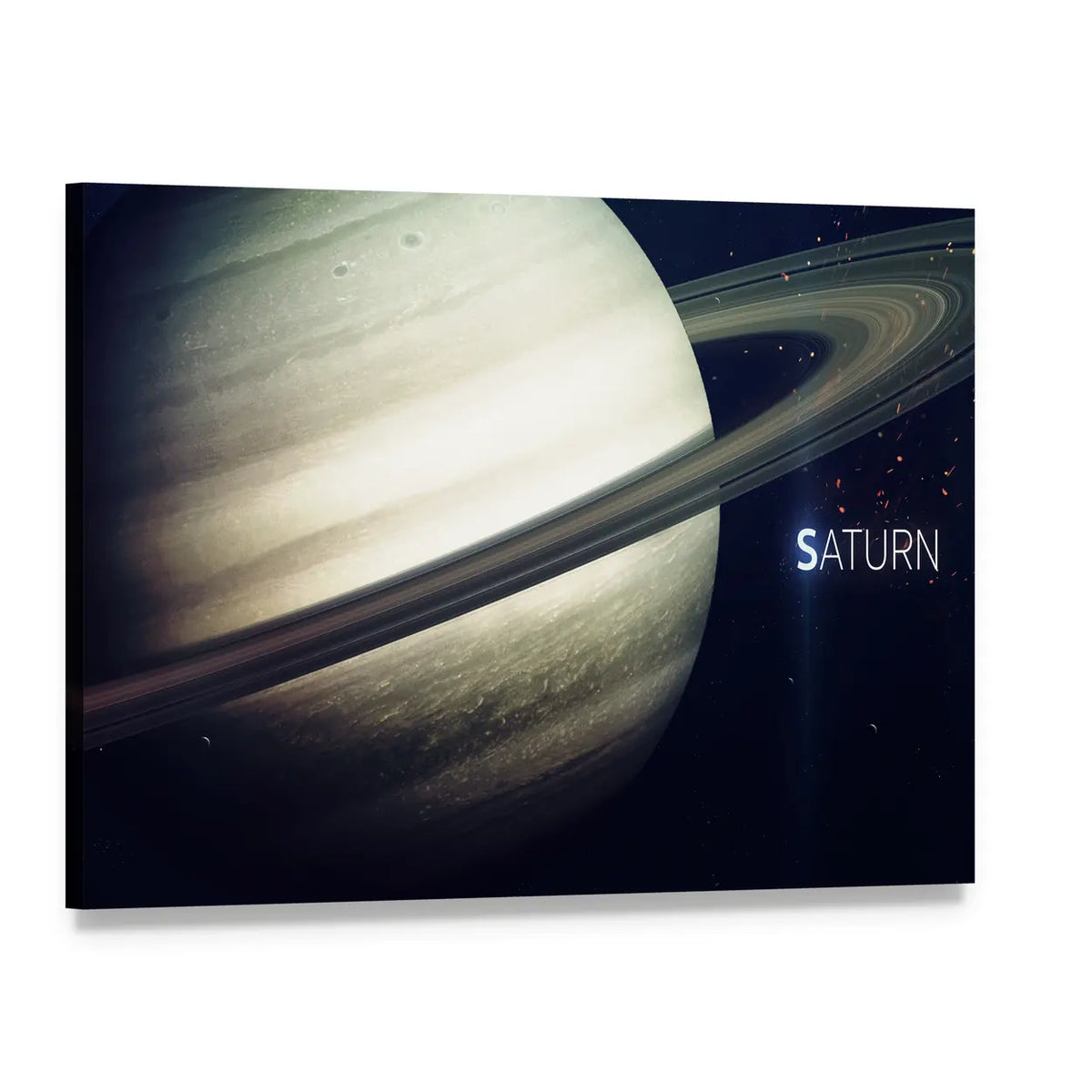 Saturn with Its Rings Canvas Wall Art, single panel gallery wrapped canvas, angled product view