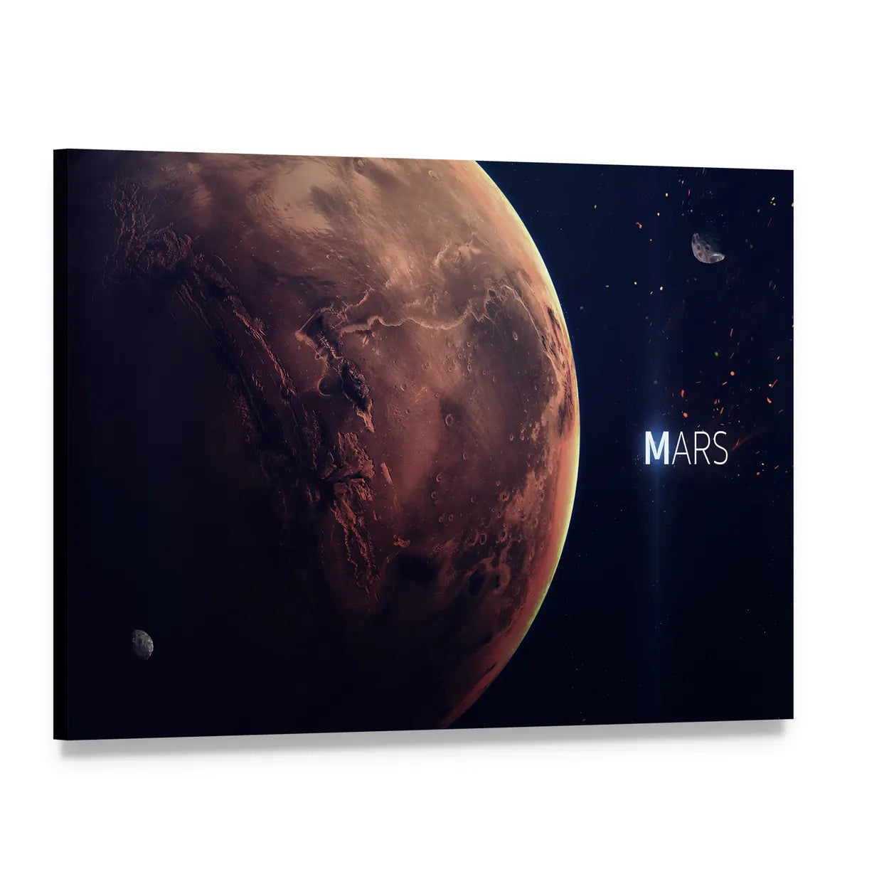 Planet Mars from Space Canvas Wall Art, single panel gallery wrapped canvas, angled product view