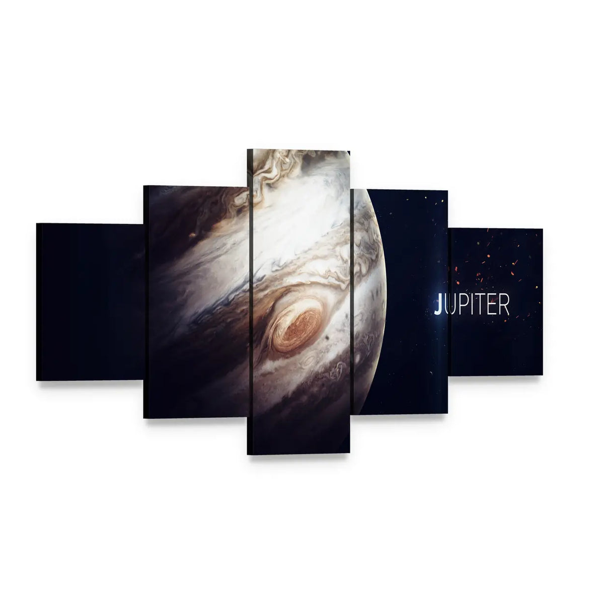 Jupiter Great Red Spot Canvas Wall Art, 5 panel 5 Star layout gallery wrapped canvas set, angled product view