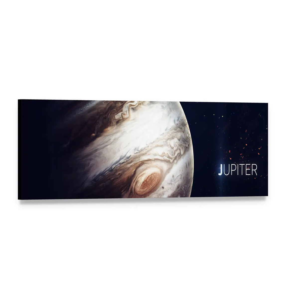 Jupiter with Great Red Spot Panoramic Canvas Wall Art, single panel gallery wrapped canvas, angled product view
