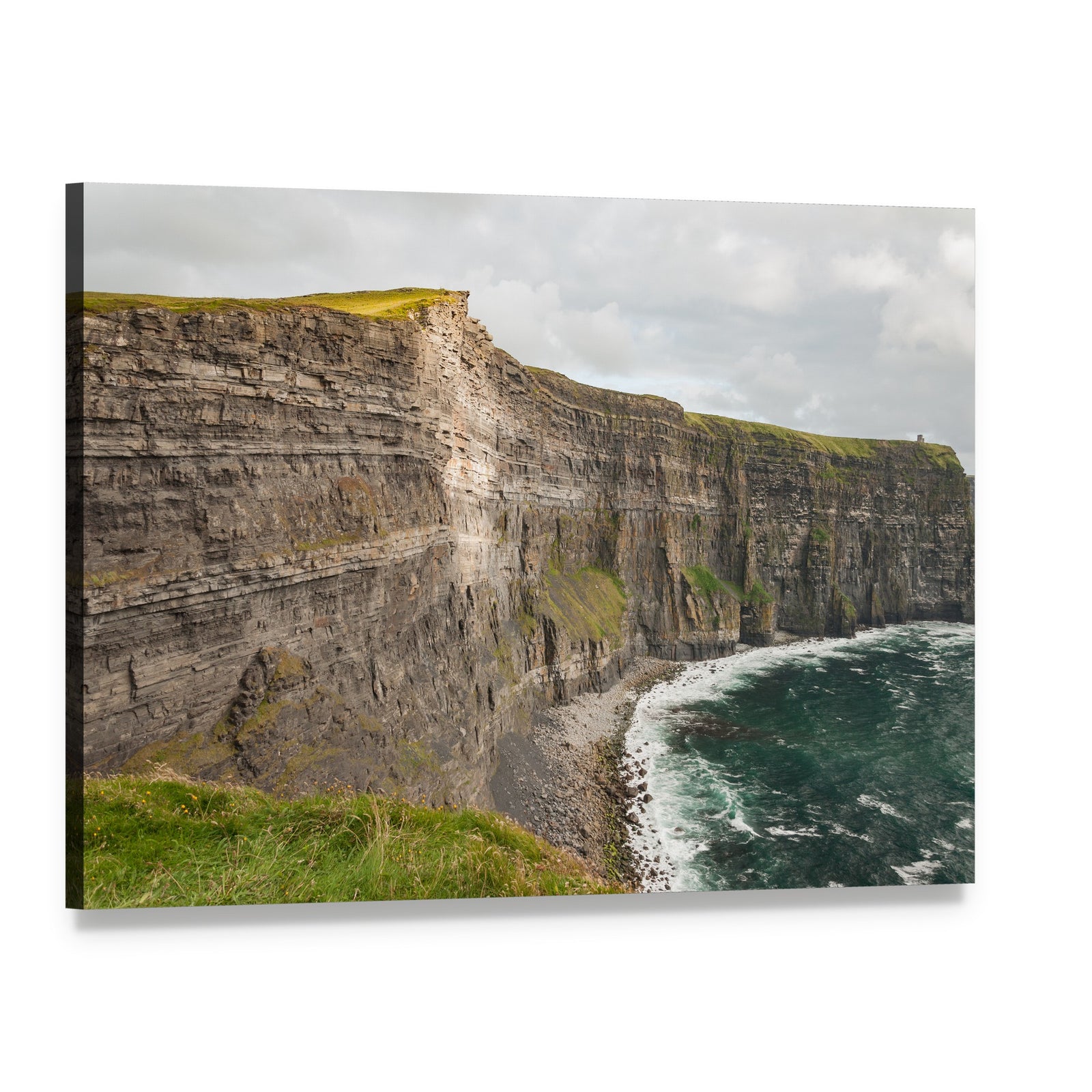 Dramatic Cliffs of Moher Landscape Canvas Wall Art, single panel gallery wrapped canvas, angled product view
