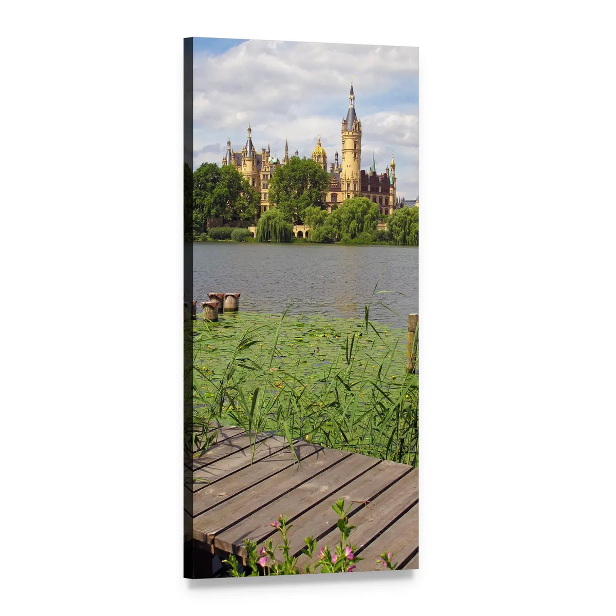Schwerin Castle by the Lake Vertical Canvas Wall Art, 1 panel 1 Vertical layout gallery wrapped canvas set, angled product view