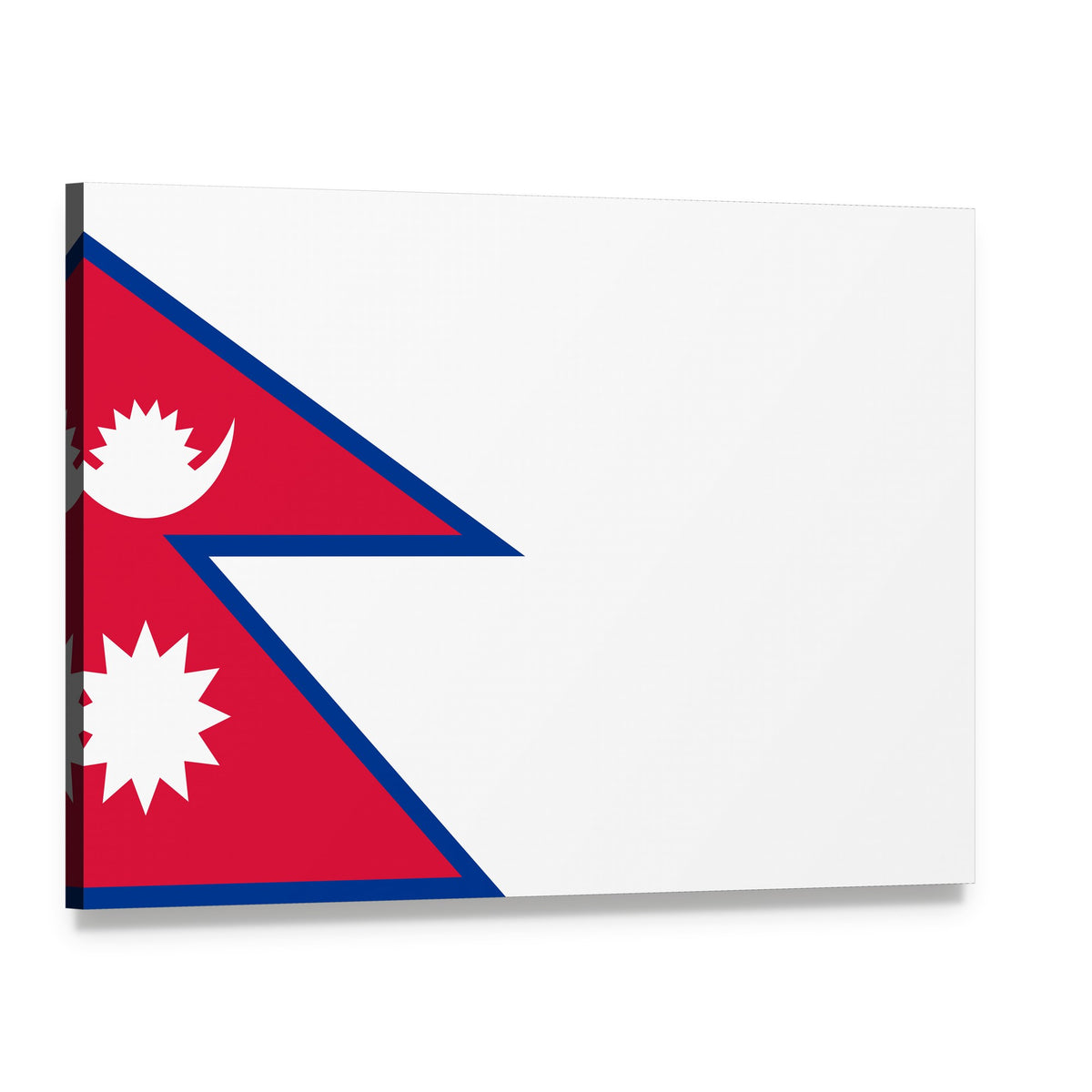 Nepal Flag Canvas Wall Art, single panel gallery wrapped canvas, angled product view
