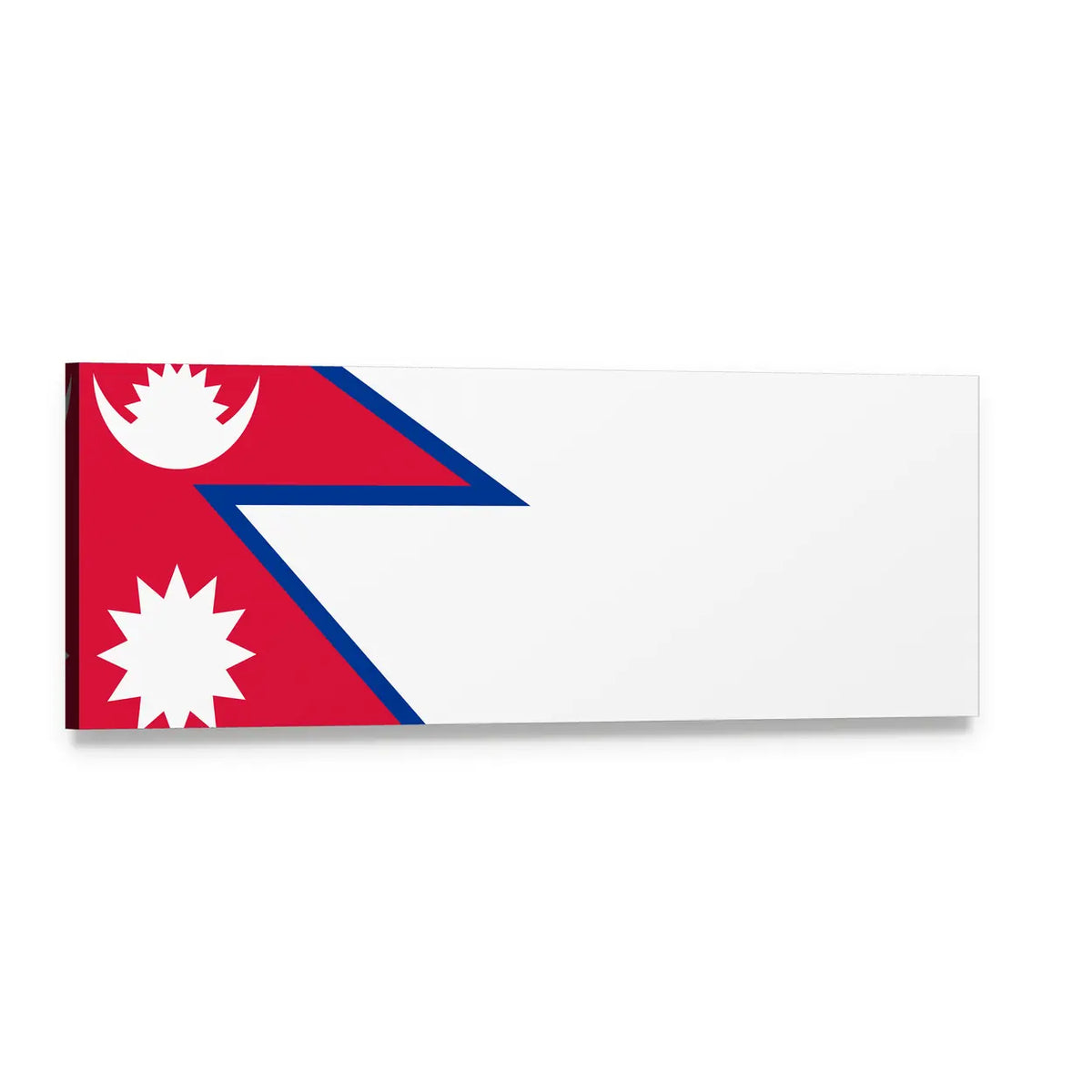 Minimalist Nepal Flag Panoramic Canvas Wall Art, single panel gallery wrapped canvas, angled product view