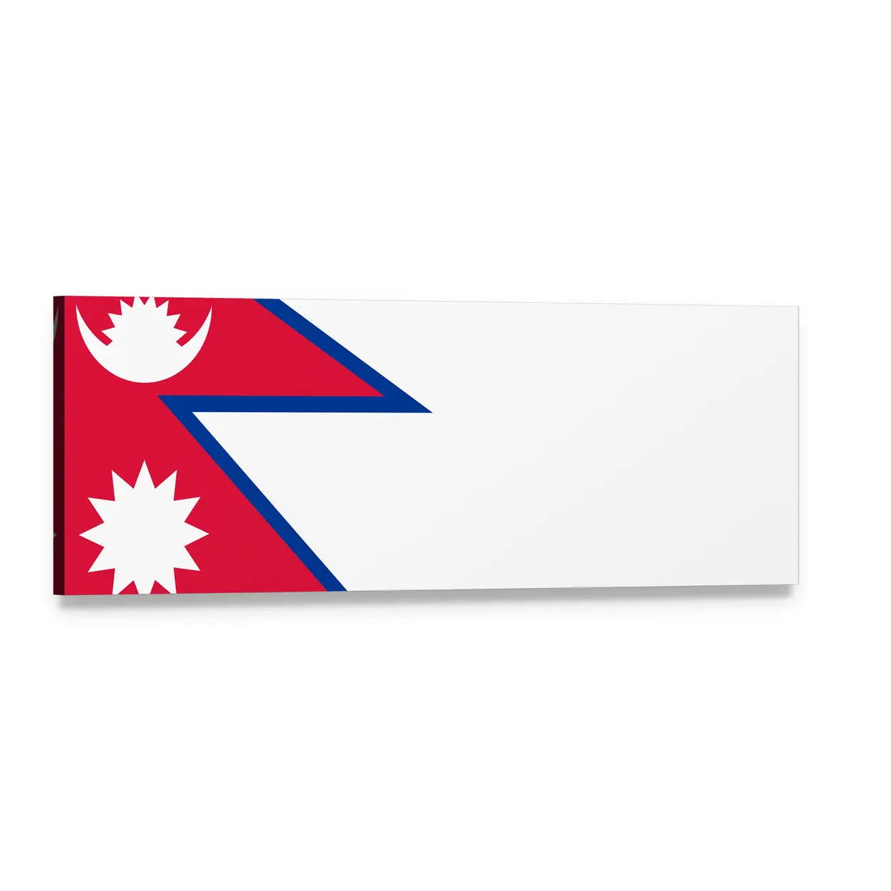 Minimalist Nepal Flag Panoramic Canvas Wall Art, single panel gallery wrapped canvas, angled product view