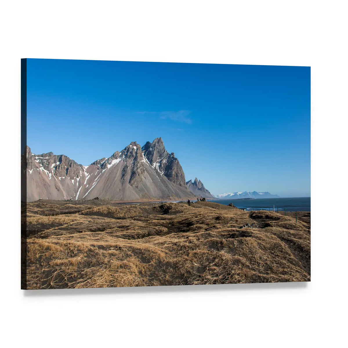 Iceland Mountain Landscape Canvas Wall Art, single panel gallery wrapped canvas, angled product view