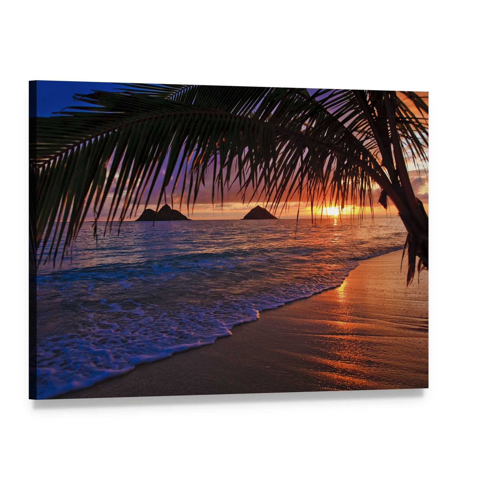 Pacific Sunrise at Lanikai Beach Canvas Wall Art, single panel gallery wrapped canvas, angled product view
